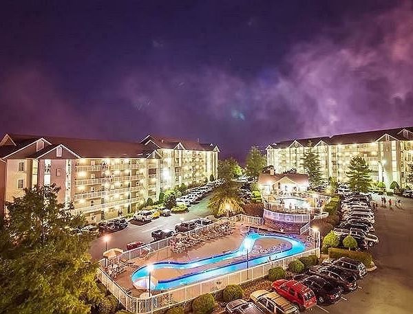 One Bedroom Whispering Pines Pigeon Forge Mountain Vacation Condo Rental by Smoky Mountain Escapes with Indoor Pool Outdoor Pool Lazy River Near Dollywood